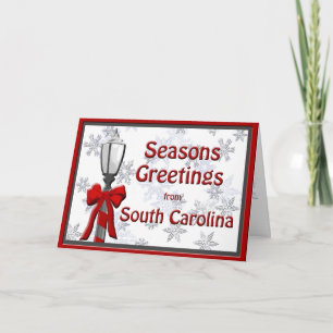 South Carolina Seasons Greetings Lamp Snowflake Holiday Card