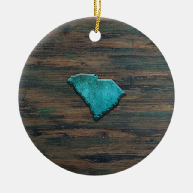 South Carolina Shape Teal Ceramic Ornament (Front)