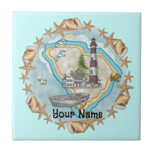 South Carolina Shells Lighthouse Tile