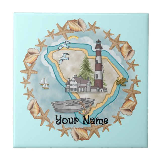 South Carolina Shells Lighthouse Tile (Front)