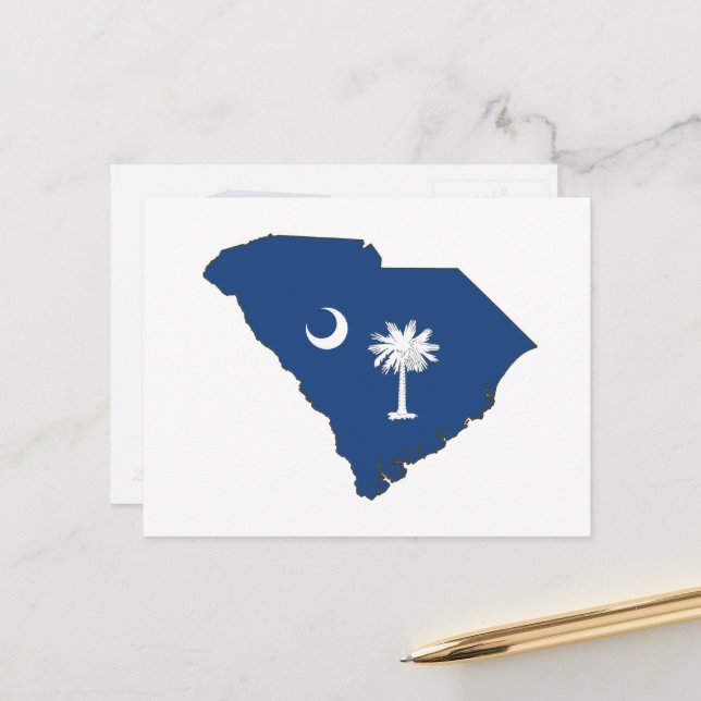 South Carolina Silhouette Map Shaped State Flag Postcard (Front/Back In Situ)