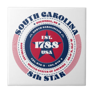South Carolina Souvenir Red White Blue Ceramic Tile