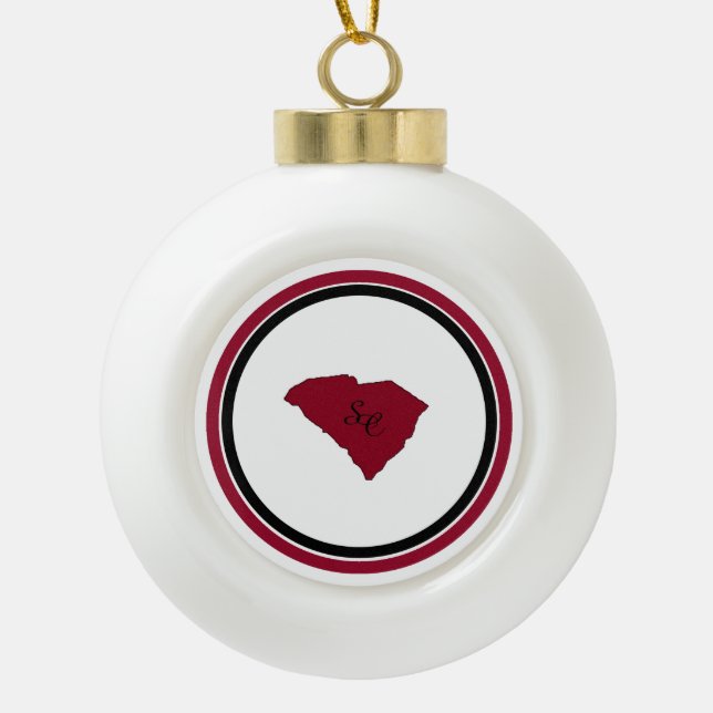 South Carolina State Ceramic Ball Christmas Ornament (Front)