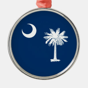 South Carolina State Flag Blue Metal Tree Decoration