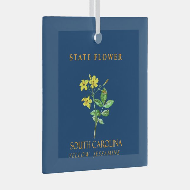 South Carolina Territory Flower Yellow Gelsemium Glass Tree Decoration (Front Right)