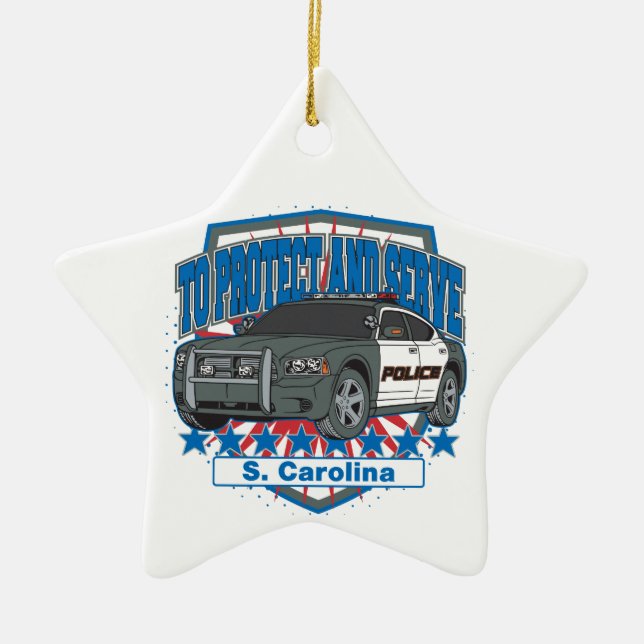 South Carolina To Protect and Serve Police Car Ceramic Ornament (Front)