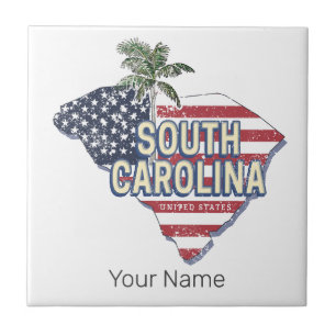 South Carolina United States Retro Map Vintage USA Ceramic Tile