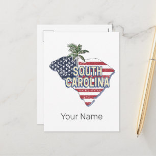 South Carolina United States Retro Map Vintage USA Holiday Postcard