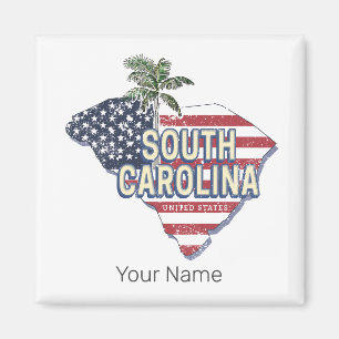 South Carolina United States Retro Map Vintage USA Magnet