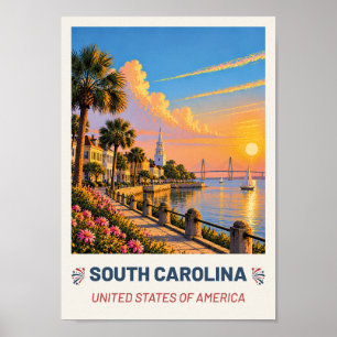 South Carolina USA – Vintage Travel Poster