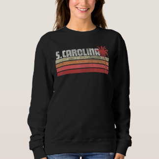 South Carolina  Vintage Retro 70s  Beach Palm Tree Sweatshirt