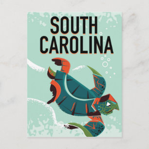 South Carolina vintage travel poster. Postcard
