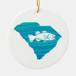 South Carolina Wave Fishing Ceramic Ornament
