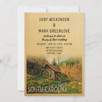 South Carolina Wedding Invitation Rustic Cabin Mil