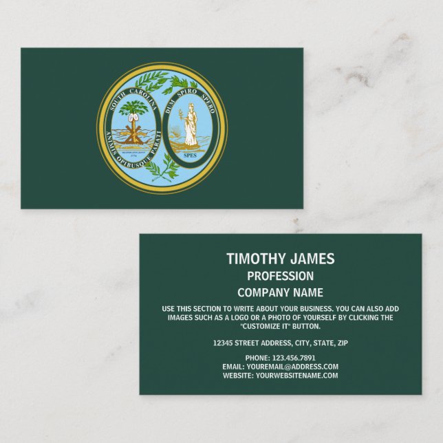 South Carolinian Seal, Seal of South Carolina Business Card (Front/Back)