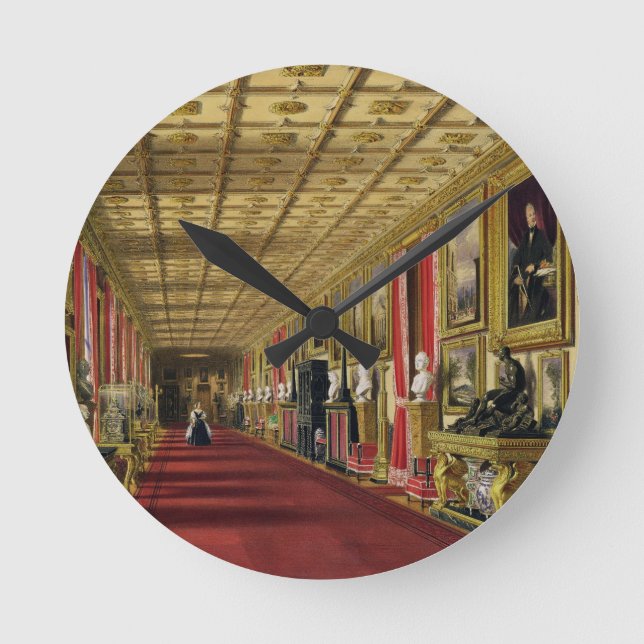 South Corridor, Windsor Castle, 1838 (chromolitho) Round Clock (Front)
