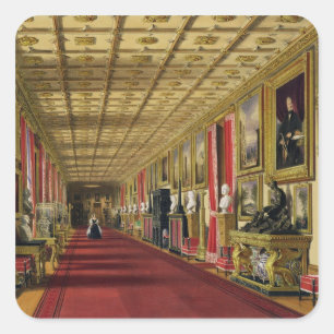 South Corridor, Windsor Castle, 1838 (chromolitho) Square Sticker