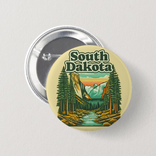 South Dakota 6 Cm Round Badge (Front & Back)