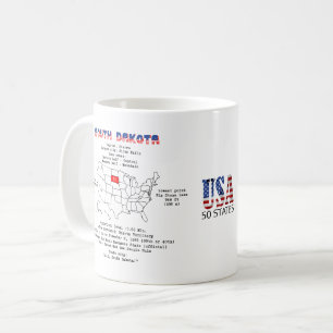South Dakota American state on a map and details Coffee Mug