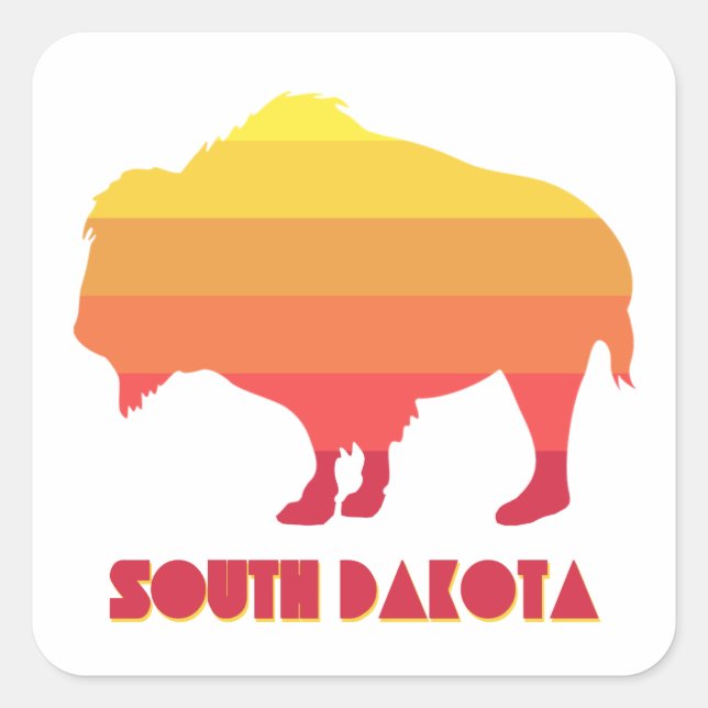 South Dakota Bison Square Sticker (Front)