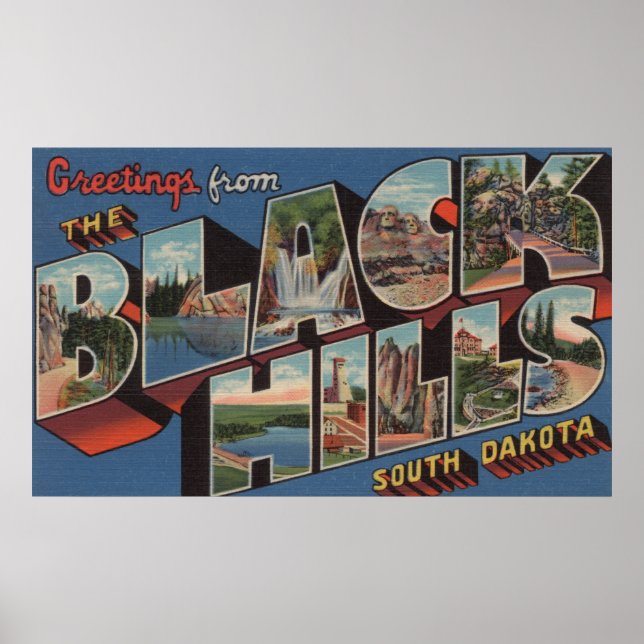 South Dakota - Black Hills - Large Letter Scenes Poster (Front)