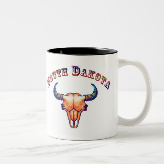 South Dakota Buffalo Skulls Two-Tone Coffee Mug (Right)