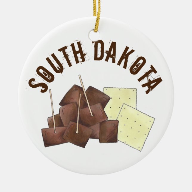 South Dakota Chislic Cubed Meat Crackers SD Foodie Ceramic Ornament (Front)