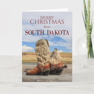 South Dakota Cowboy Boot Christmas Card