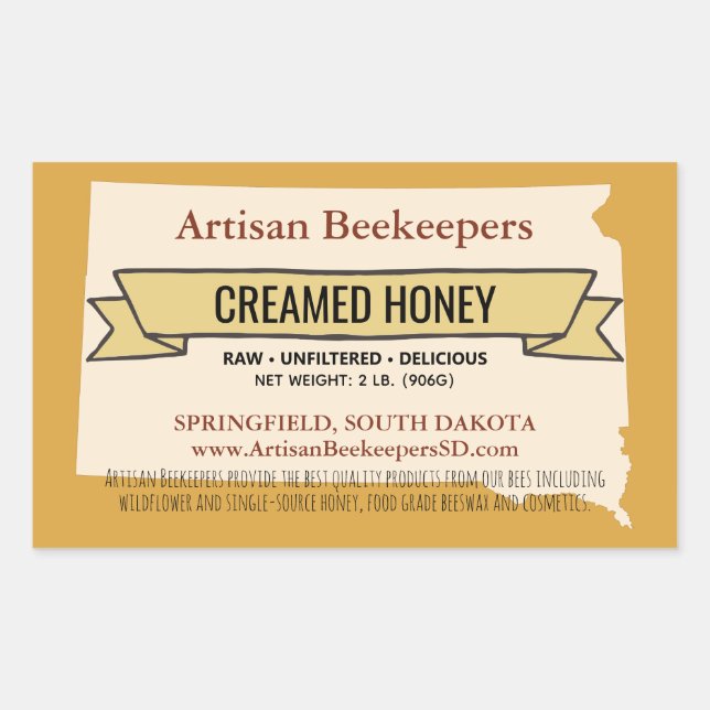South Dakota Creamed Honey Stickers (Front)