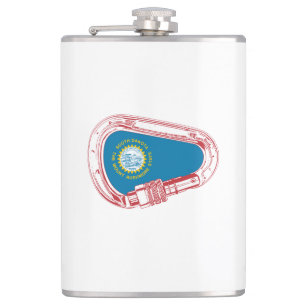 South Dakota Flag Climbing Carabiner Hip Flask