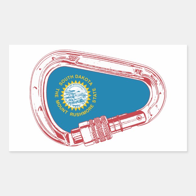 South Dakota Flag Climbing Carabiner Rectangular Sticker (Front)