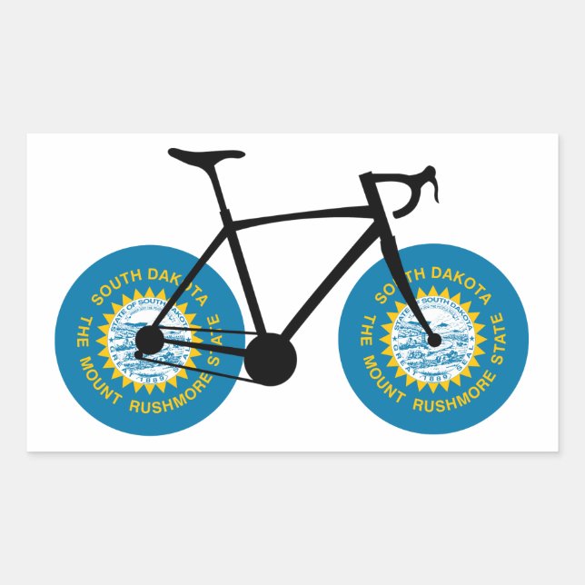 South Dakota Flag Cycling Rectangular Sticker (Front)