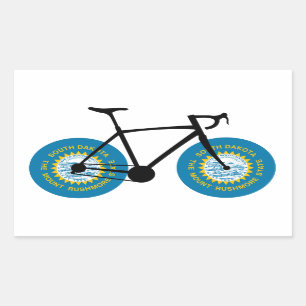 South Dakota Flag Cycling Rectangular Sticker