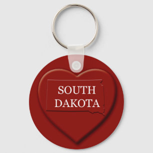 South Dakota Heart Map Keychain