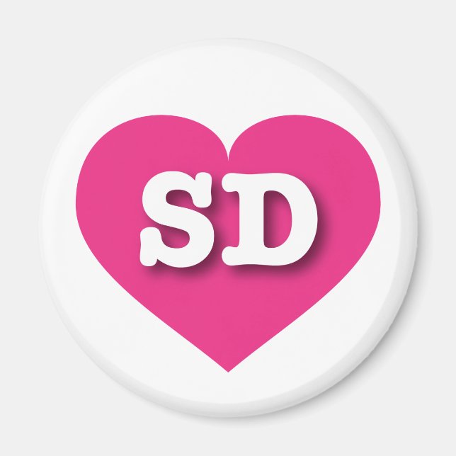 South Dakota Hot Pink Heart - I love SD Magnet (Front)