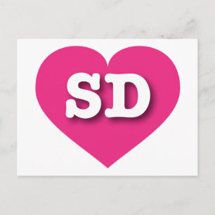 South Dakota Hot Pink Heart - I love SD Postcard