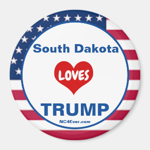 South Dakota LOVES TRUMP Patriotic Fridge Magnet