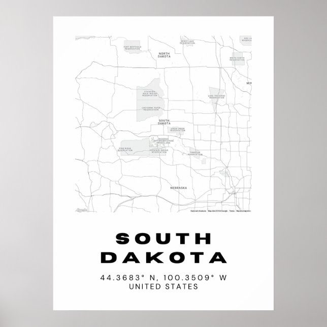 South Dakota Map Design Poster (Front)