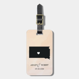 South Dakota Map Wedding Luggage Tag, Custom Gift Tag