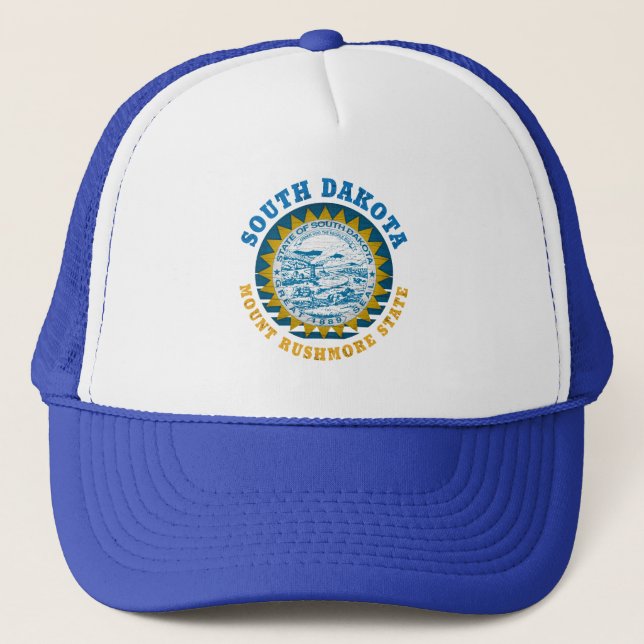 SOUTH DAKOTA MOUNT RUSHMORE STATE FLAG TRUCKER HAT (Front)