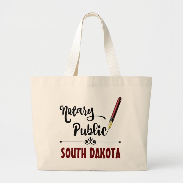 South Dakota Notary Public Ink Pen Large Tote Bag (Front)