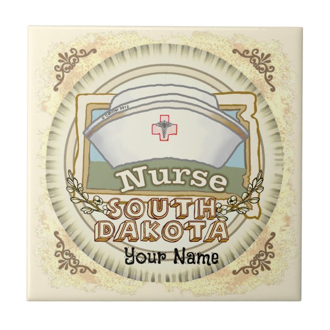 South Dakota Nurse Ceramic Tile (Front)