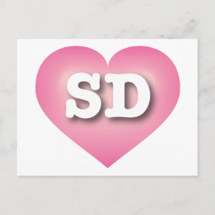 South Dakota Pink Fade Heart - I love SD Postcard