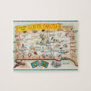 South Dakota Postcard Map Jigsaw Puzzle