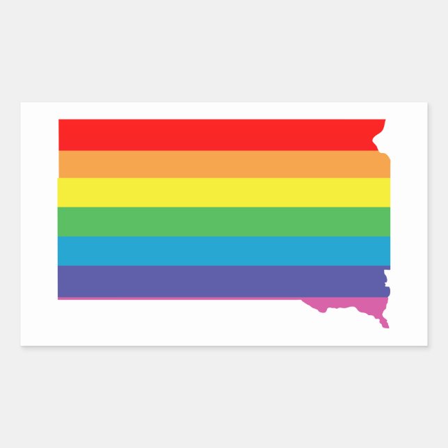 south dakota rainbow rectangular sticker (Front)