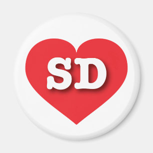 South Dakota Red Heart - I love SD Magnet