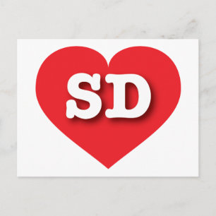 South Dakota Red Heart - I love SD Postcard