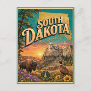 South Dakota Retro Travel Souvenir Postcard