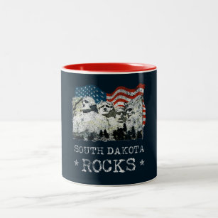 South Dakota Rocks Mount Rushmore Souvenir USA Two-Tone Coffee Mug