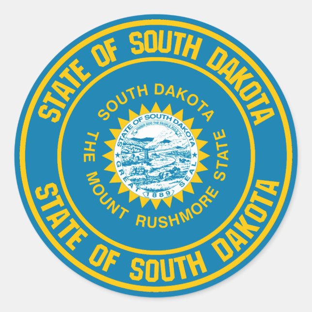 South Dakota Round Emblem Classic Round Sticker (Front)